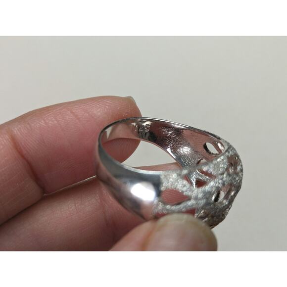 925 Peruvian Solid Silver Ring Womens Size 9.5 Embossed Rhombus Shape Cottage - Picture 5 of 9